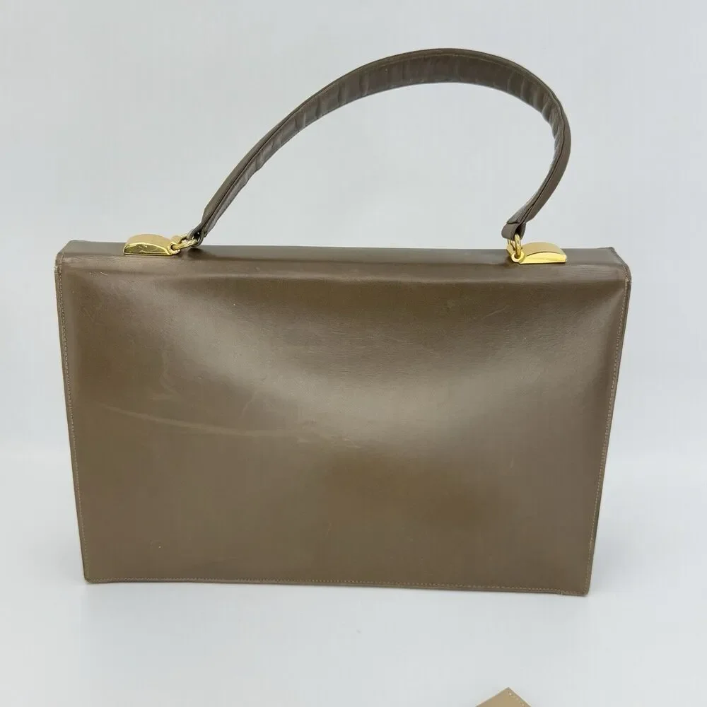 Vintage 1950s Dafar Brown Leather Handbag Purse - Picture 3 of 15
